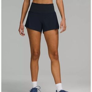 lululemon navy blue speed up short- size 6